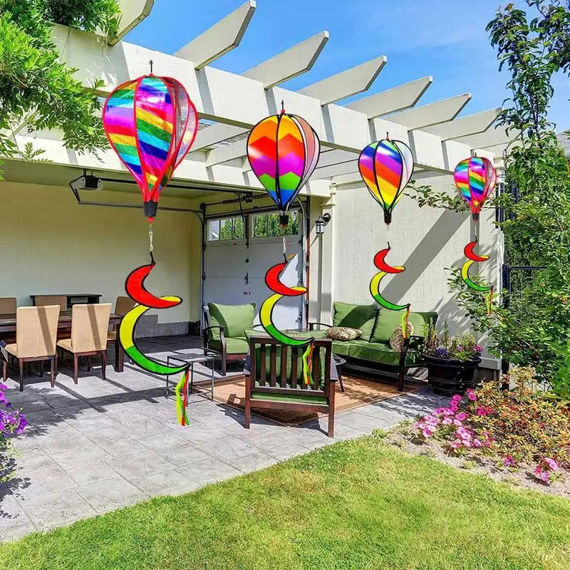 Balloon Wind Spinner 3X Hot Air Balloon Windmill Windsock Ornament Outdoor Decoration For Yard Garden Patio Fences Tree Birthday