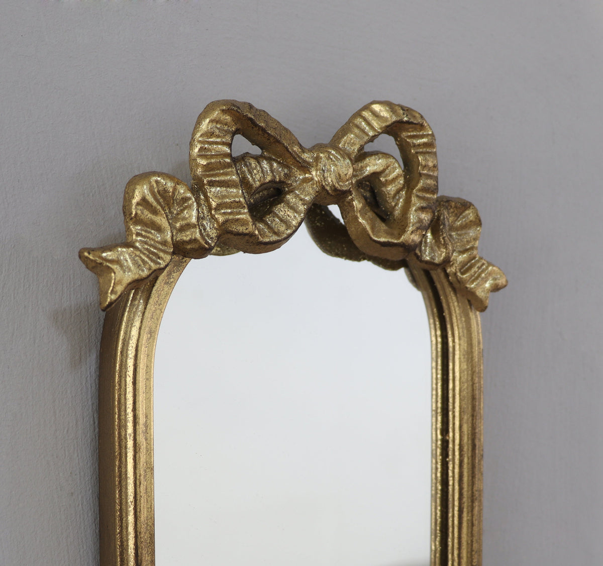 Set of 2 Gold Mirrored Wall Sconces with Iron Candle Holders