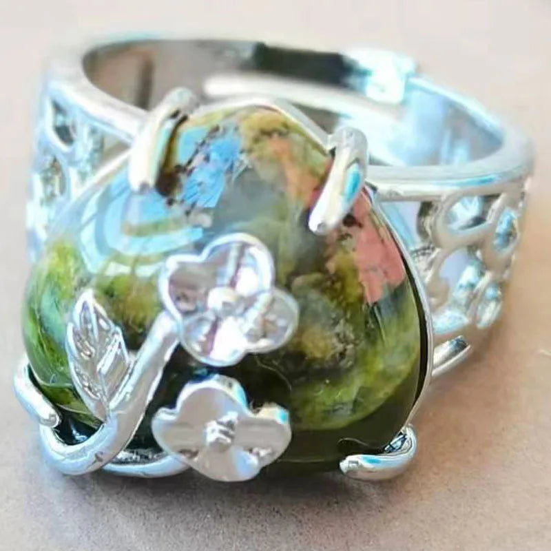 Opal Heart Women Men Ring 7~12" (us) adjust PWB1213