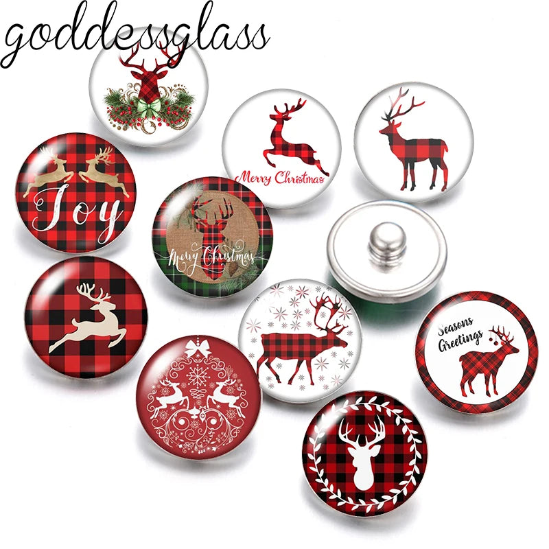 Christmas Elk Trees Birds Car Patterns Words Photo 10pcs 12mm/18mm snap buttons for 12mm/18mm snap bracelets DIY jewelry