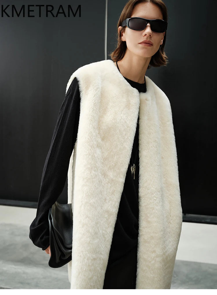 Natural Merino Wool Sheepskin Double Faced Fur Vest Woman High Quality Sleeveless Real Fur Coat Winter Clothes 2025 шуба женская