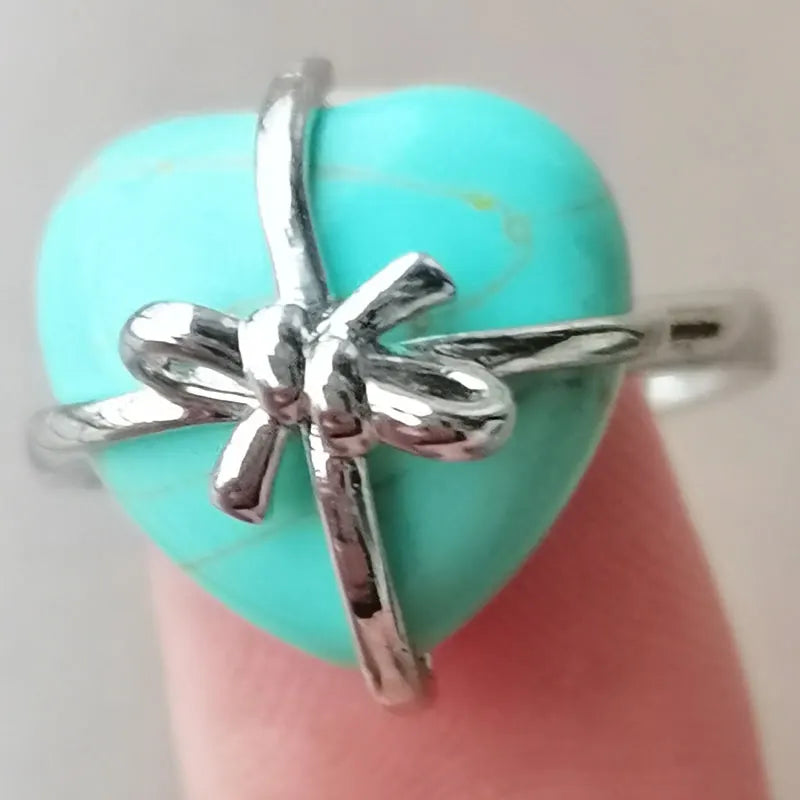 Blue Sand Heart Bead Ring PWB1093