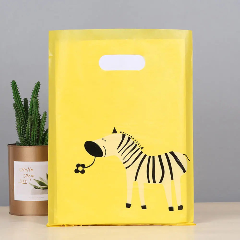 50pcs Multi Style Plastic Handle Bag 15*20cm Small Jewelry Packing Bag Party Favor Bags For Candy Cookie Gift Packaging Bag