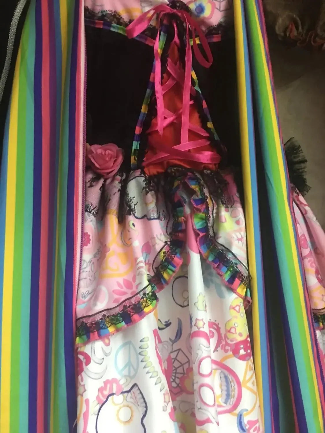 Carnival Party Halloween Mexico Day Of The Dead Women Sexy Sugar Skull Flower Fairy Ghost Bride Costume Cosplay Fancy Dress