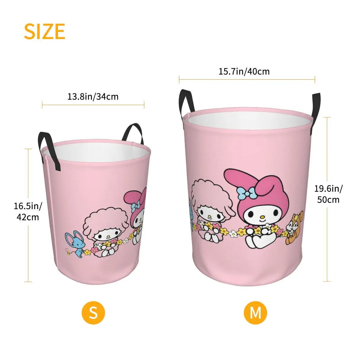 Custom Melody Laundry Basket Collapsible Pink Rabbit Clothes Hamper for Baby Kids Toys Storage Bin