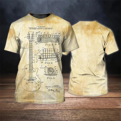 1 Piece Custom Your Picture Music Tshirts Guitar Pattern 3D Print T-Shirt Men Women Fashion  Tops Kids Boys Tees Male Clothing R