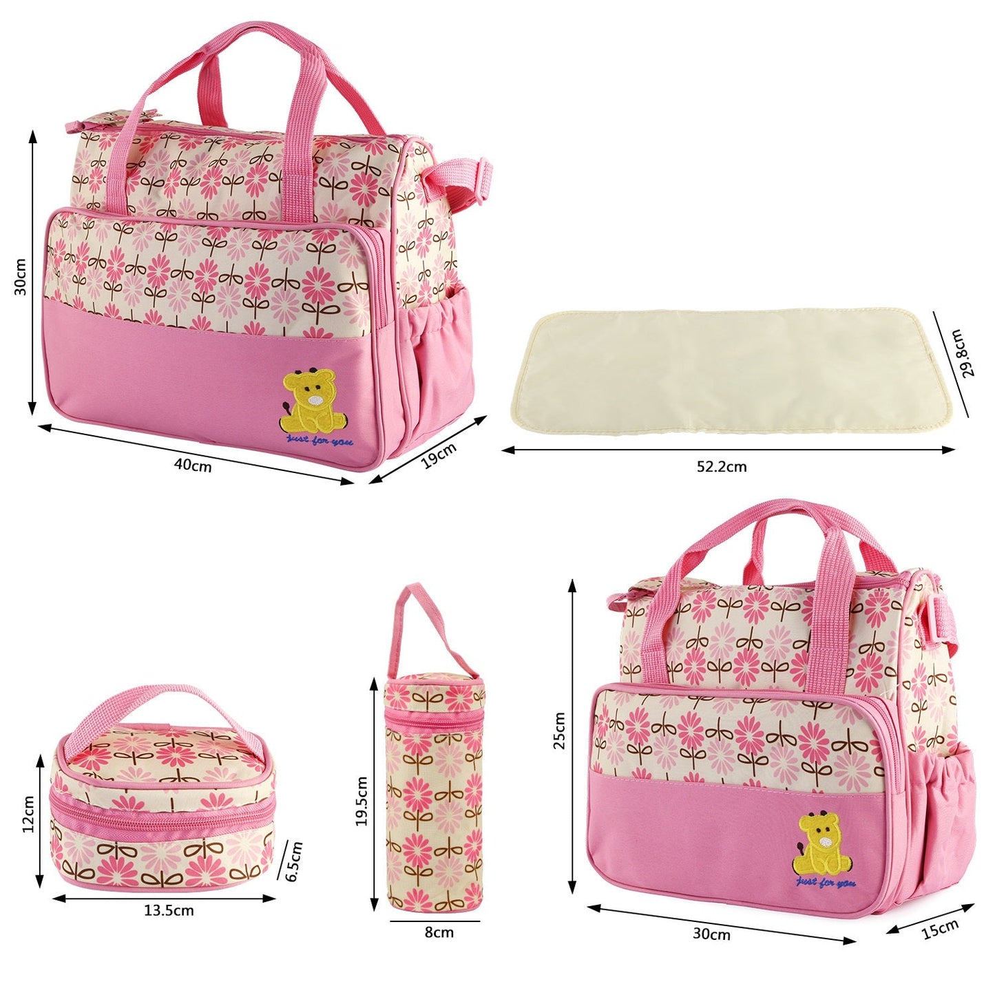 5PCS Per Set Baby Nappy Diaper Bags Set Mummy Diaper Shoulder Bags