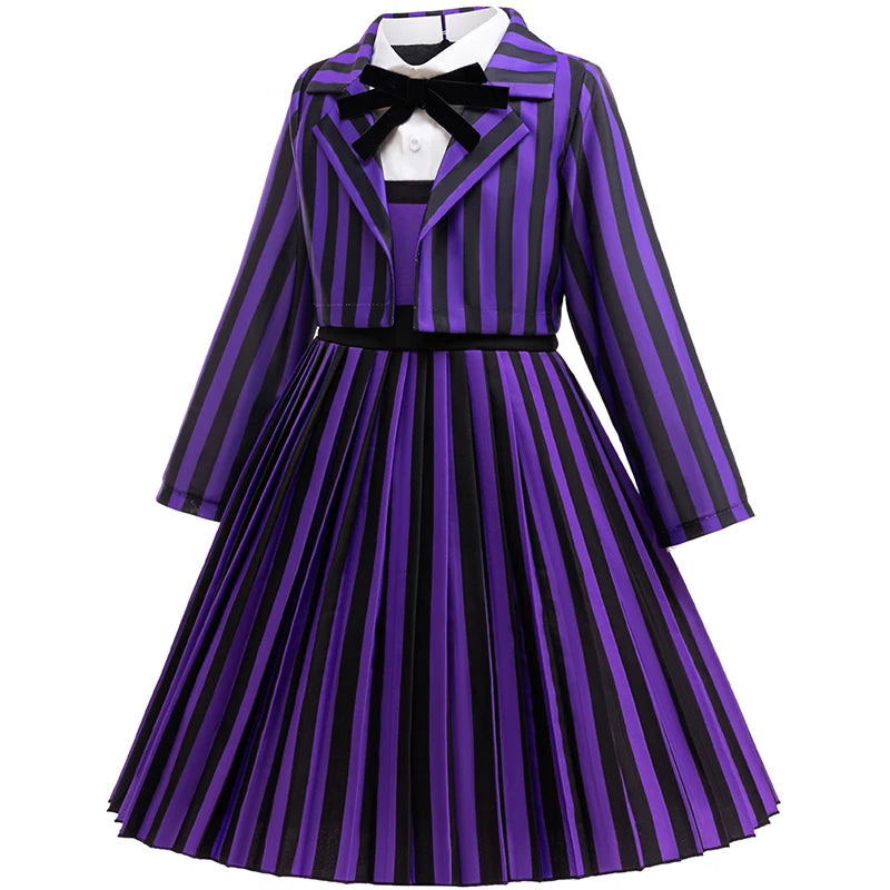 4-12 years old Halloween show costume girls black Wednesday college uniform girls theme event costume carnival party dress 2PS