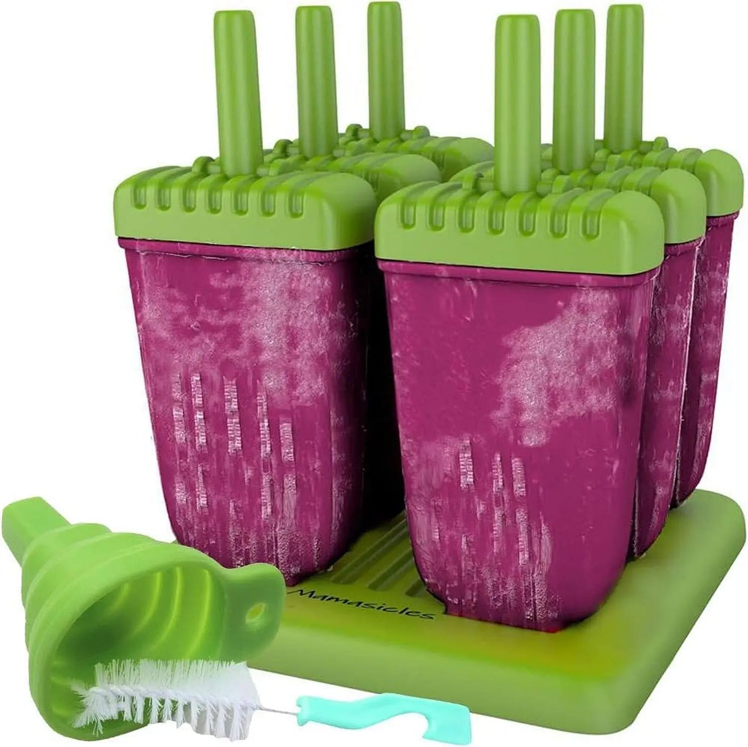 BPA-Free Popsicle Molds, 6 Pcs, Reusable, w/Sticks, Funnel & Brush.