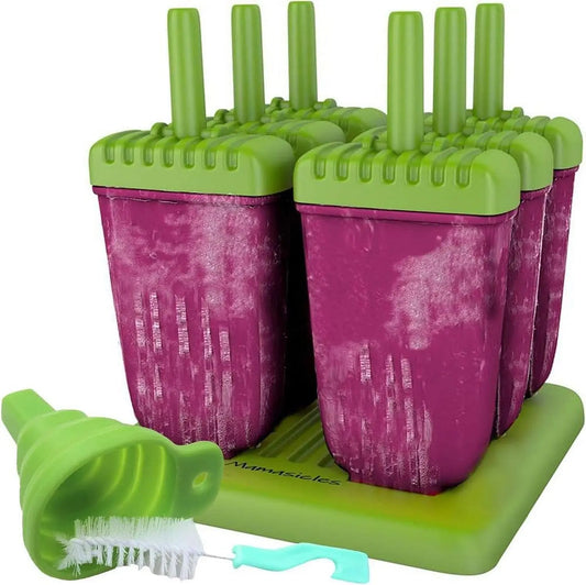 BPA-Free Popsicle Molds, 6 Pcs, Reusable, w/Sticks, Funnel & Brush.