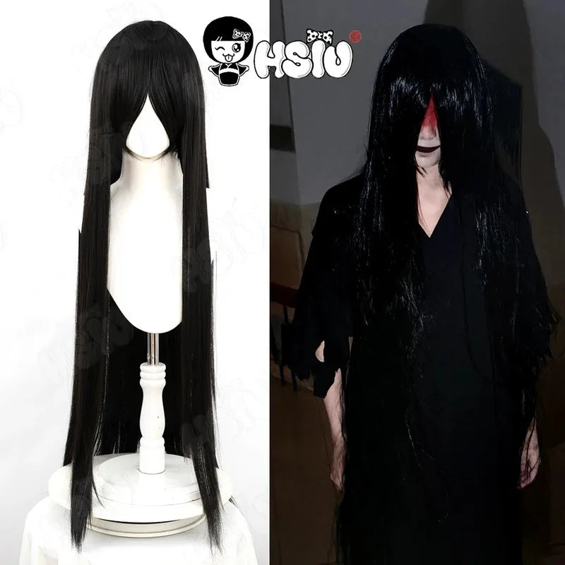 Mr Crawling Cosplay Wig HSIU Long black hair Heat Resistant Synthetic Wig Game Homicipher Scarletella Mr Crawling Cosplay Wig