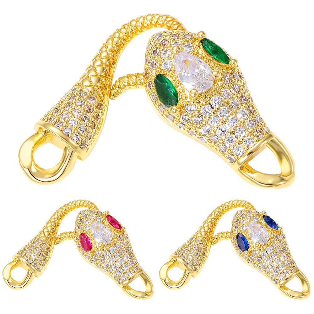 Juya 18K Real Gold Plated Snake Connector Fastener Hook Clasps Accessories For DIY Needlework Cuba Chains Pearls Jewelry Making