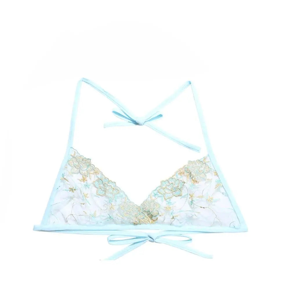 Transparent Ultra-thin Hollow Straps Open Back Bandage Sexy Lingerie Underwear Embroidered Women's Bras