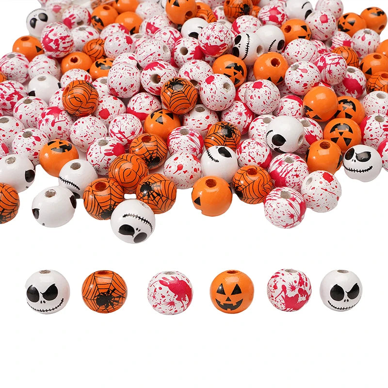 10Pcs 16/20mm Wooden Dog Paw/Christmas Pattern Round Beads Loose Spacer Beads To Make Bracelet Charms Jewelry Making Accessories