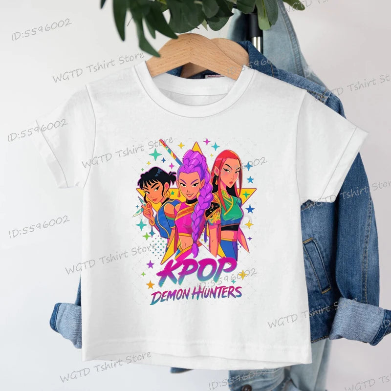Children's Clothing KPop Demon Hunters Fashion Casual Tops 2025 Hot Movie Soft Cotton Baby Girls T Shirt Fans Gifts Kids Clothes