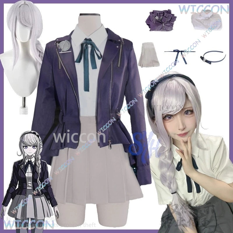 Anime Game The Hundred Cosplay Kirifuji Nozomi Costume Purple Pu Punk Coat Jk Kawaii Uniform Dress Lovely Japanese Girls Lolita