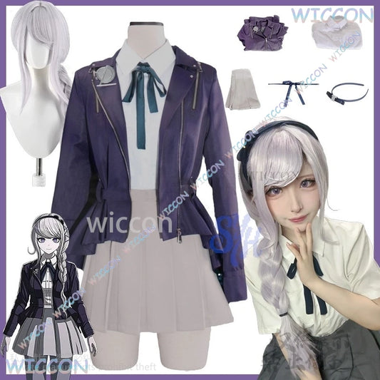 Anime Game The Hundred Cosplay Kirifuji Nozomi Costume Purple Pu Punk Coat Jk Kawaii Uniform Dress Lovely Japanese Girls Lolita