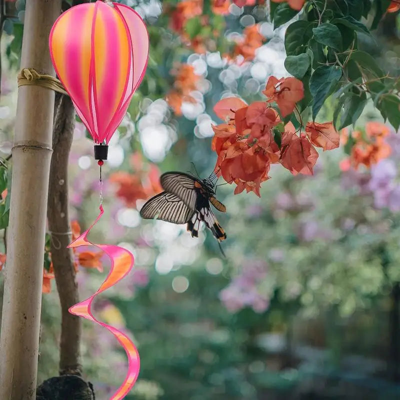 Hot Air Balloon Spinner 4X Rainbow Wind Spinner Windsock Ornament Outdoor Decoration For Gathering Birthday Garden Patio Tree