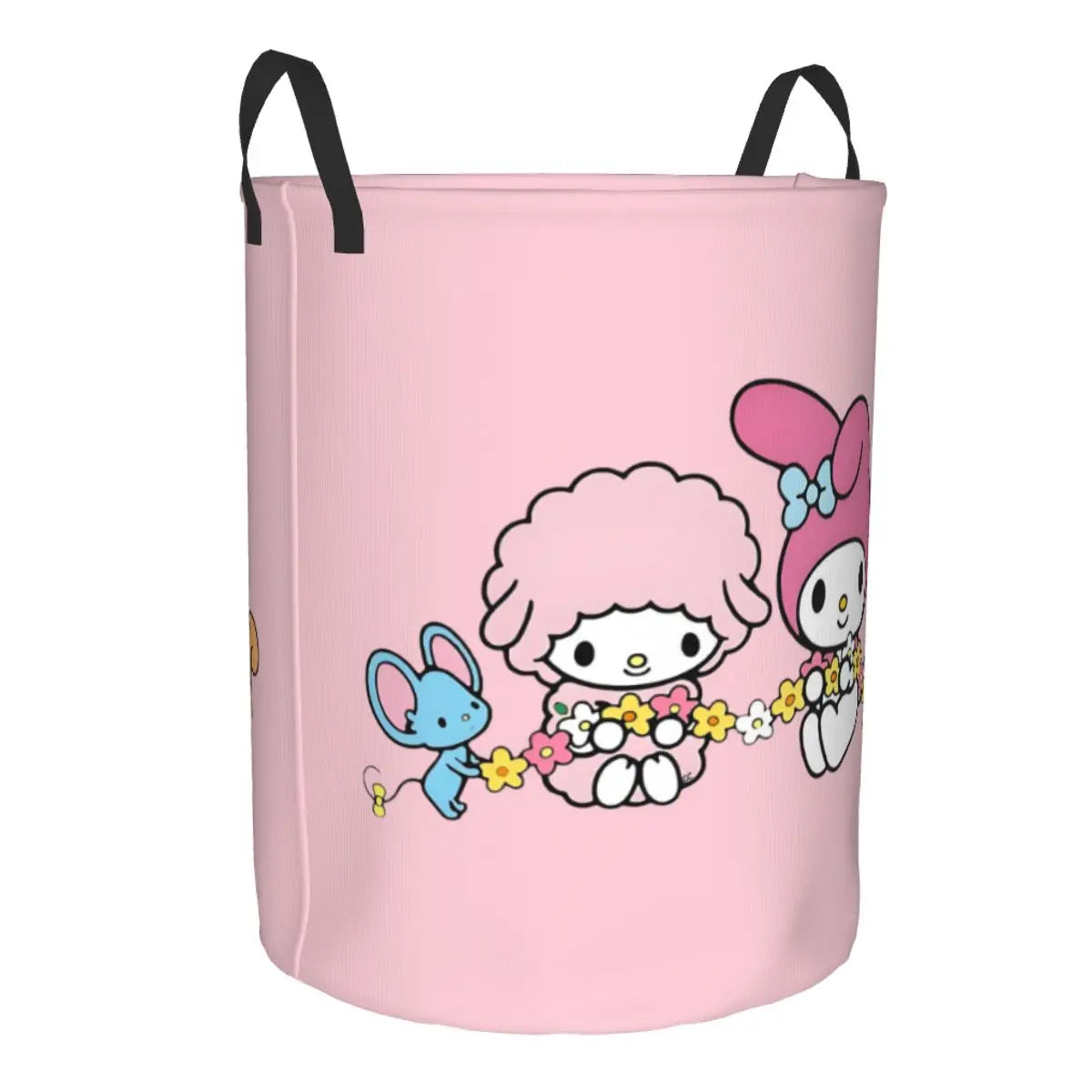 Custom Melody Laundry Basket Collapsible Pink Rabbit Clothes Hamper for Baby Kids Toys Storage Bin