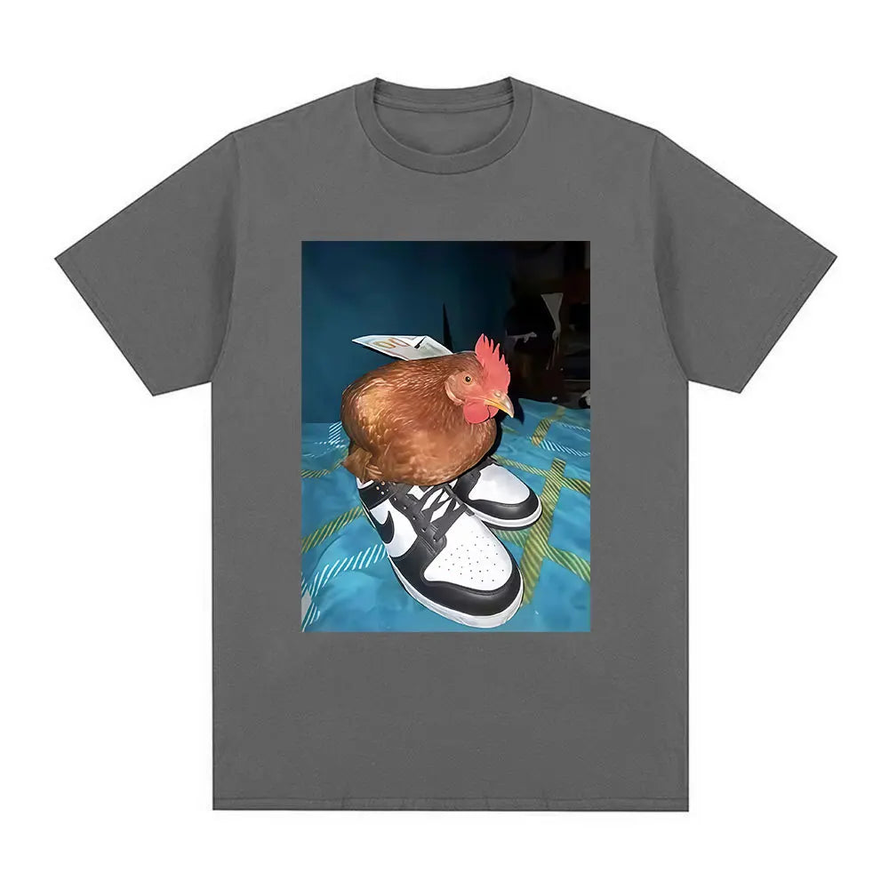 Funny Dripped Out Chicken T Shirt Men Women Chicken with Shoes Print T-shirts Harajuku Fashion Short Sleeve Tee Shirt Streetwear