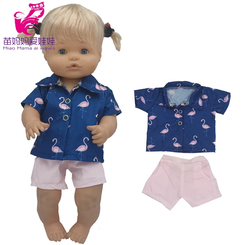 16 Inch Nenuco Doll Clothes T-shirt Short  for 40cm Ropa Y Su Hermanita 38cm Baby Doll Fashion Denim Shorts