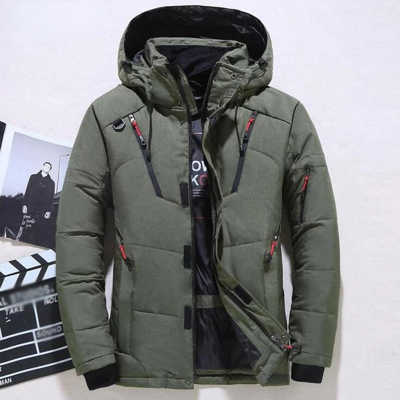 Down Jacket Male Winter Men White Duck Down Jacket Hooded Outdoor Thick Warm Padded Snow Coat Oversize M-4XL
