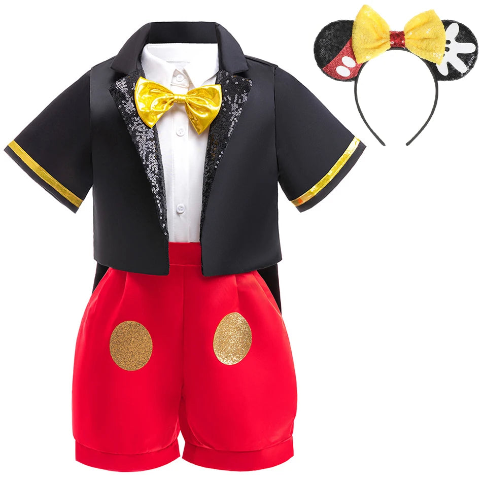 Disney Mickey Minnie Mouse Polka Dot Cosplay Baby Girls Boys Costume Kids Masquerade Clothes Children Halloween Carnival Dress