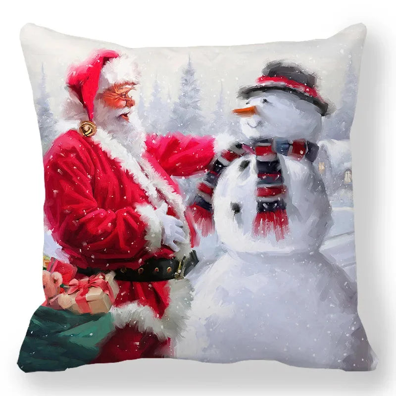 Christmas Decoration Pillowcase Santa Claus Snowman Deer Cushion Cover Home Sofa Chair