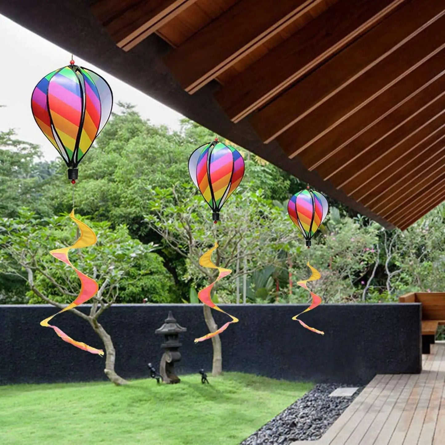 YWDZ-4PCS Balloon Wind Spinner Striped Windsock Balloon Yard Decor Spiral Balloon Windmill