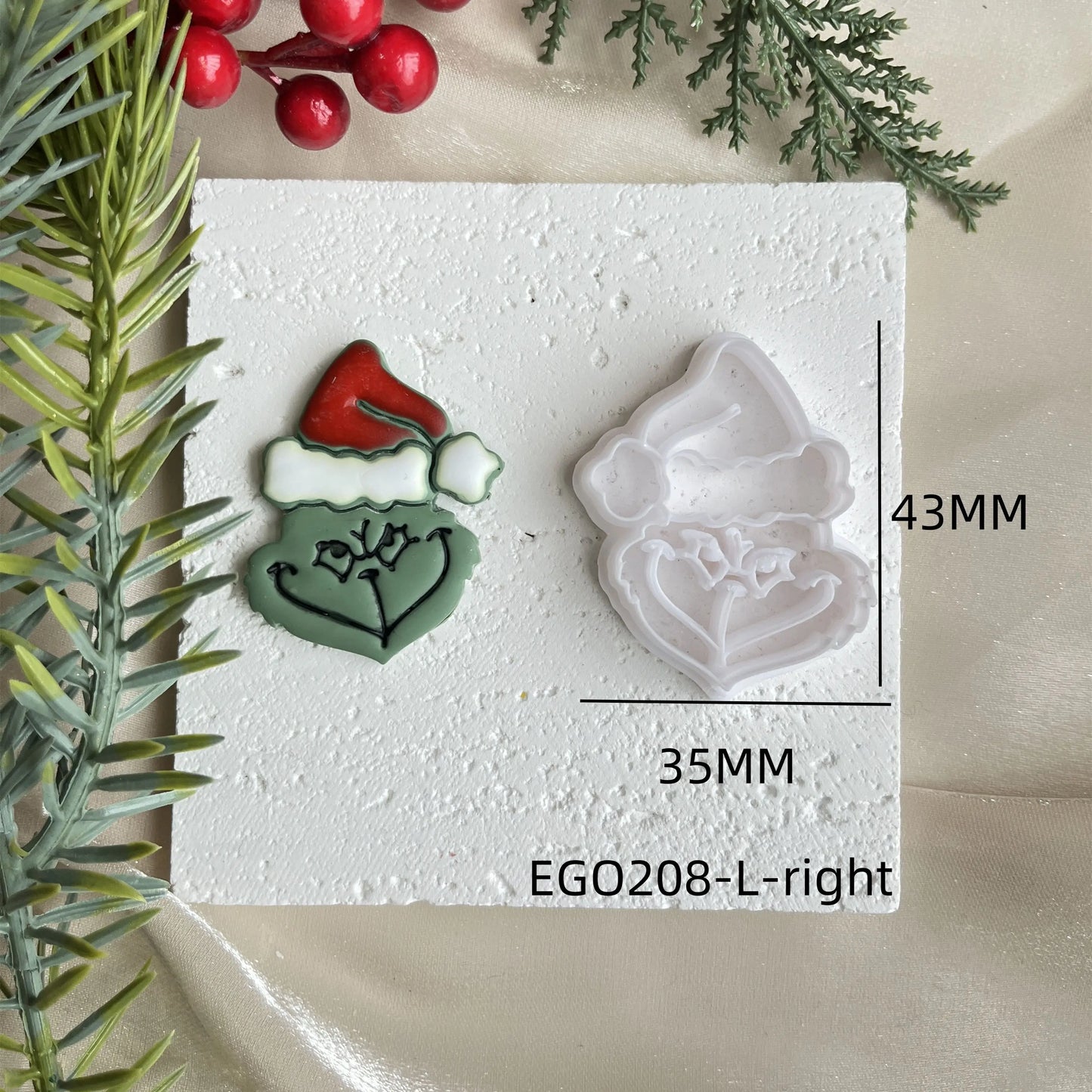 Christmas Cookie Cutter SANTA GRINCH  3 Sizes 2 Cut Versions  Earrings Making Mold Polymer Clay Tools Jewellery Tools