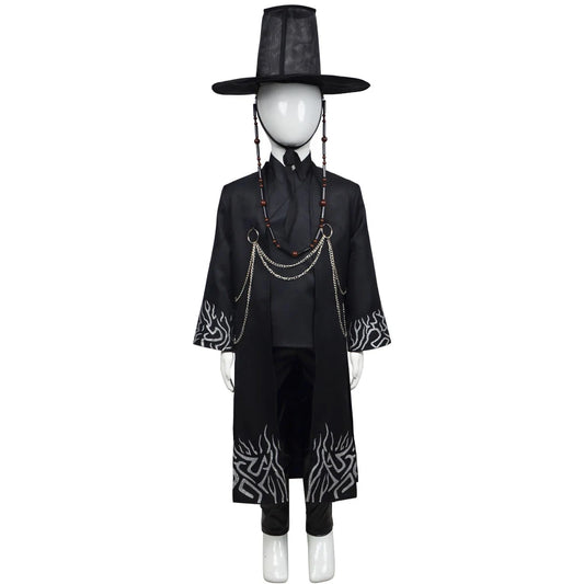 Kids Jinu Cosplay Costume Saja Boys Demon TV Hunters Roleplay Children Coat Pants Hat Outfits Halloween Carnival Party Suit