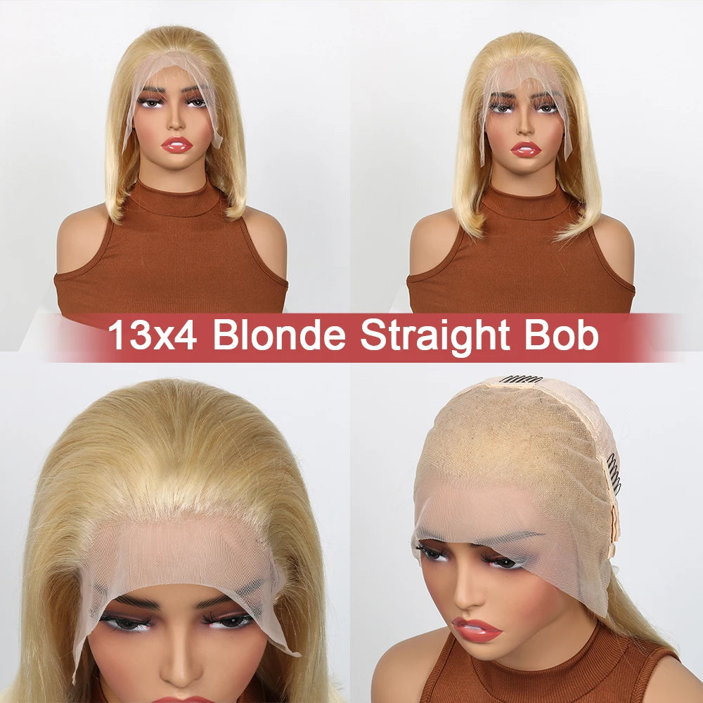 Blonde Bob Wig Human Hair 613 Lace Front Wigs Human Hair 200% Density 13x4 HD Lace Frontal Wig Pre Plucked With Baby Hair