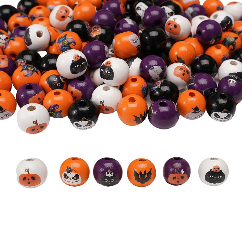 10Pcs 16/20mm Wooden Dog Paw/Christmas Pattern Round Beads Loose Spacer Beads To Make Bracelet Charms Jewelry Making Accessories