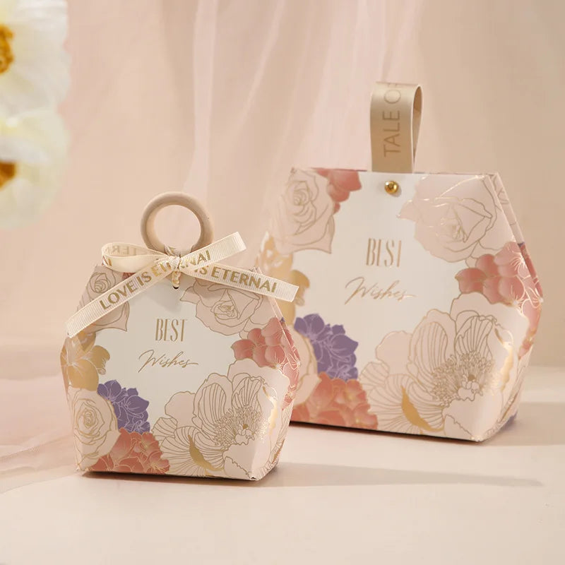 10PCS Creative Small Paper Gifts Box with Handles  Wedding Favors and Candy Boxes for Birthday Party Supplies Chocolate Box