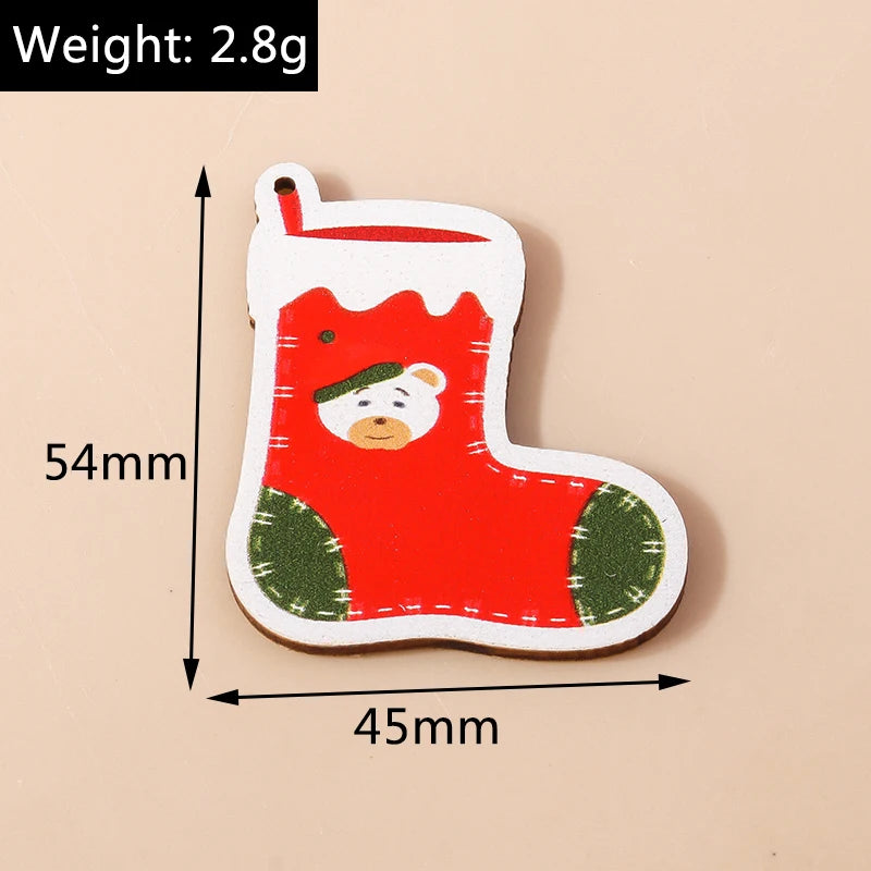 Leslie 10pcs Fashion Christmas Charms Cute Christmas Tree Deer Bell Snowman Pendant for Earring Necklace Making Accessories