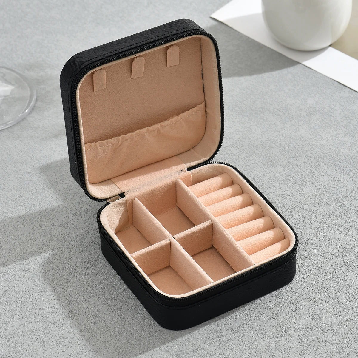 1pc Portable Jewelry Storage Box Home Travel Earrings Necklace Ring Jewelry Box Mini Layered Jewelry Display Case