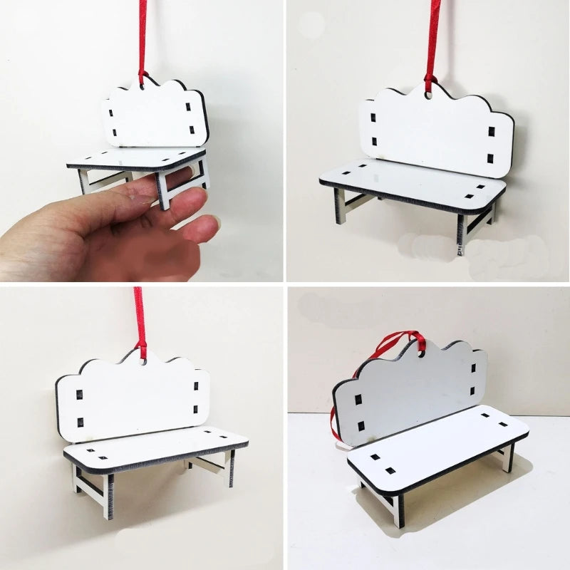 Sublimation Blank Print MDF Memorial Long Bench-Chair Decoration Pendant Trinket-Ornament For Halloween Christmas Tree