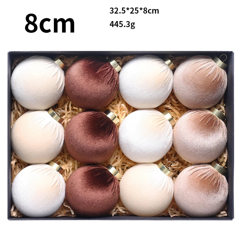 12Pcs/8cm Christmas Ball Decoration Supplies Exquisite Christmas Tree Ornaments Pendant New Year Home Party Decoration