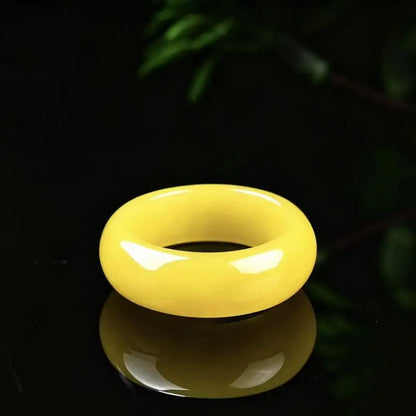 Genuine A-grade jadeite ring with full yellow color and rich pigment, exquisite jade jewelry pendant