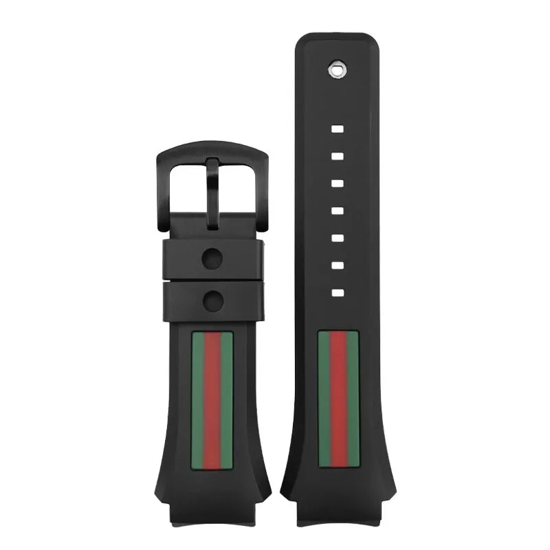 29-21mm For Gucci YA137/YA137107A Rubber Watch Strap Dedicated Protruding Port Band Waterproof Man Black Watch Bracelet
