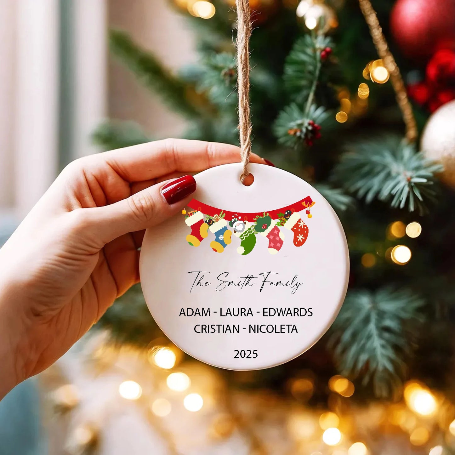 Custom Holiday Ornament Gift, Engagement Ceramic Christmas Ornament, Engagement Ornament, Couples Ornament, Personalized First C