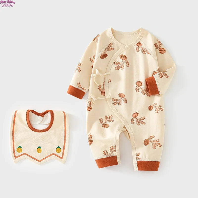 Infant Baby Clothes 0-6M Baby Girls Boys Cotton Butterfly Jumpsuit 2Pcs Set Soft Breathable Print Newborn Baby Casual Daily Wear