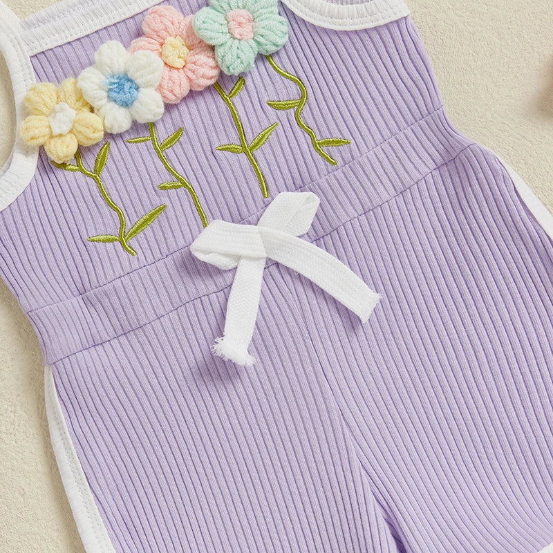 Toddler Baby Girl Summer Playsuits Sleeveless Spaghetti Strap Crochet Flower Romper Shorts Infant Short Jumpsuit Clothes