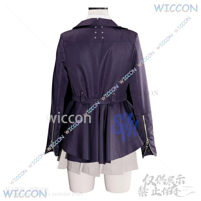 Anime Game The Hundred Cosplay Kirifuji Nozomi Costume Purple Pu Punk Coat Jk Kawaii Uniform Dress Lovely Japanese Girls Lolita