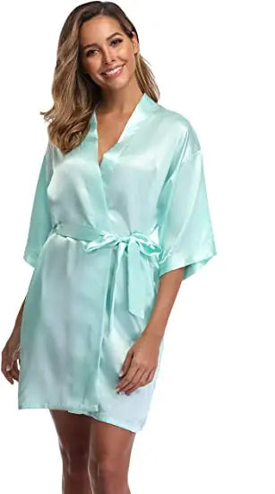 Satin Robe Female Intimate Lingerie Sleepwear Silky Bridal Wedding Gift Casual Kimono Bathrobe Gown Nightgown Sexy Nightwear