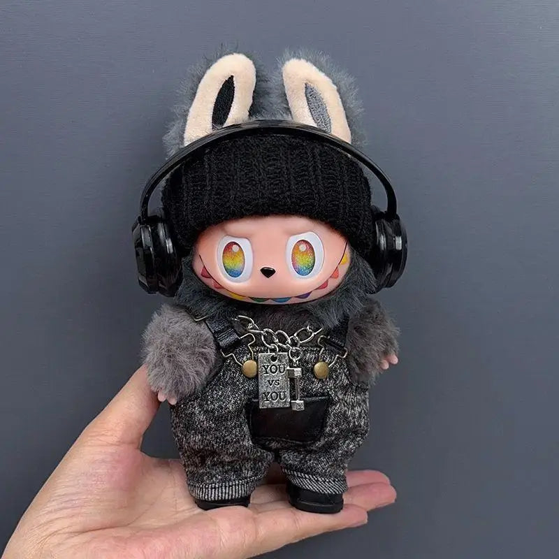 For  labubu Big Into Energy Series baby black suit clothes wild T-shirt shorts tide cool