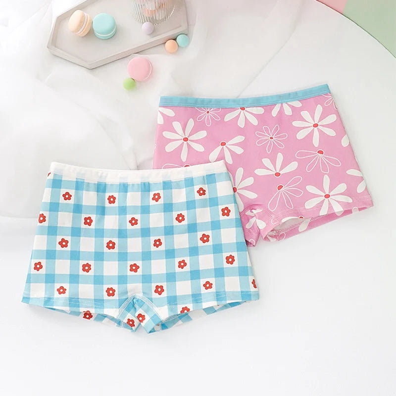 2Pcs Baby Girls Panties Sets Cotton Kids Underwear Clothes Cute Cartoon Toddlers Shorts Underpants Children Panties 3-11years