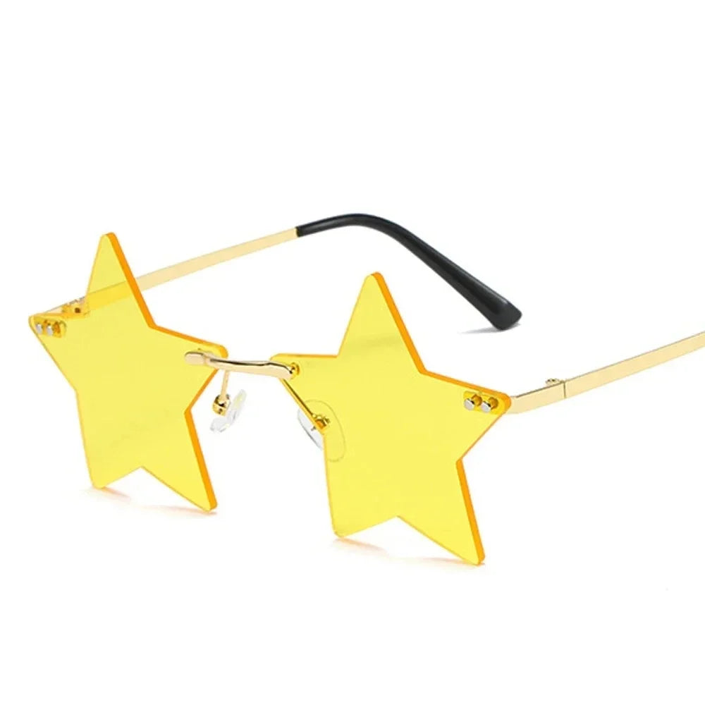 Star Shape Sun Glasses Funny Pentagram Eyewear Eyeglasses Christmas Decoration Party Glasses Rimless Sunglasses