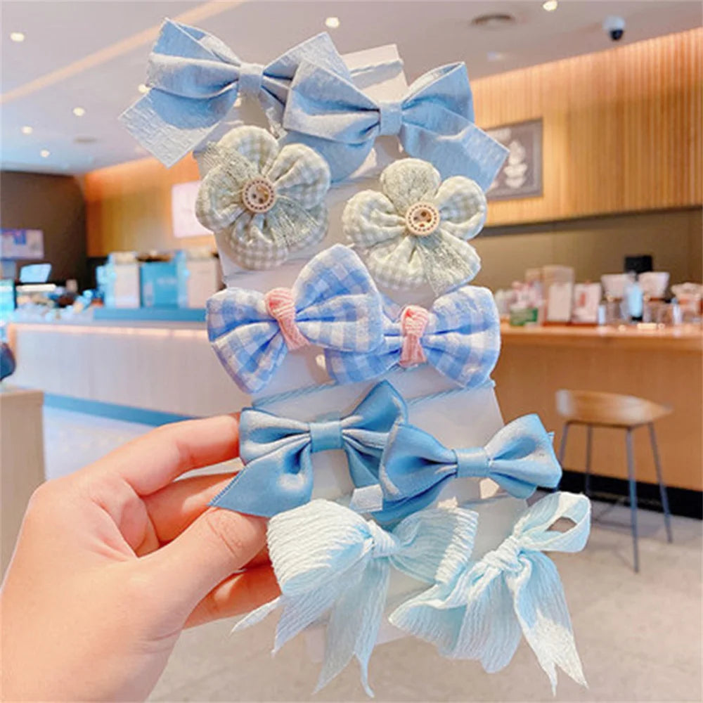 10Pcs/Set Chiffon Flower Hair Tie Girls Ponytail Elastic Hair Bands Kids Hair Accessories Children Hair Ties Baby Headwear