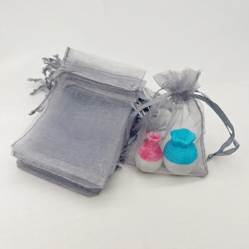 Organza Gift Bags with Drawstring for Wedding Favors  Candy Jewelry Packaging  Storage Sachet Pouch  Gray  Party Supplies  100Pc